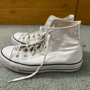 White platform high top converse, women’s 10